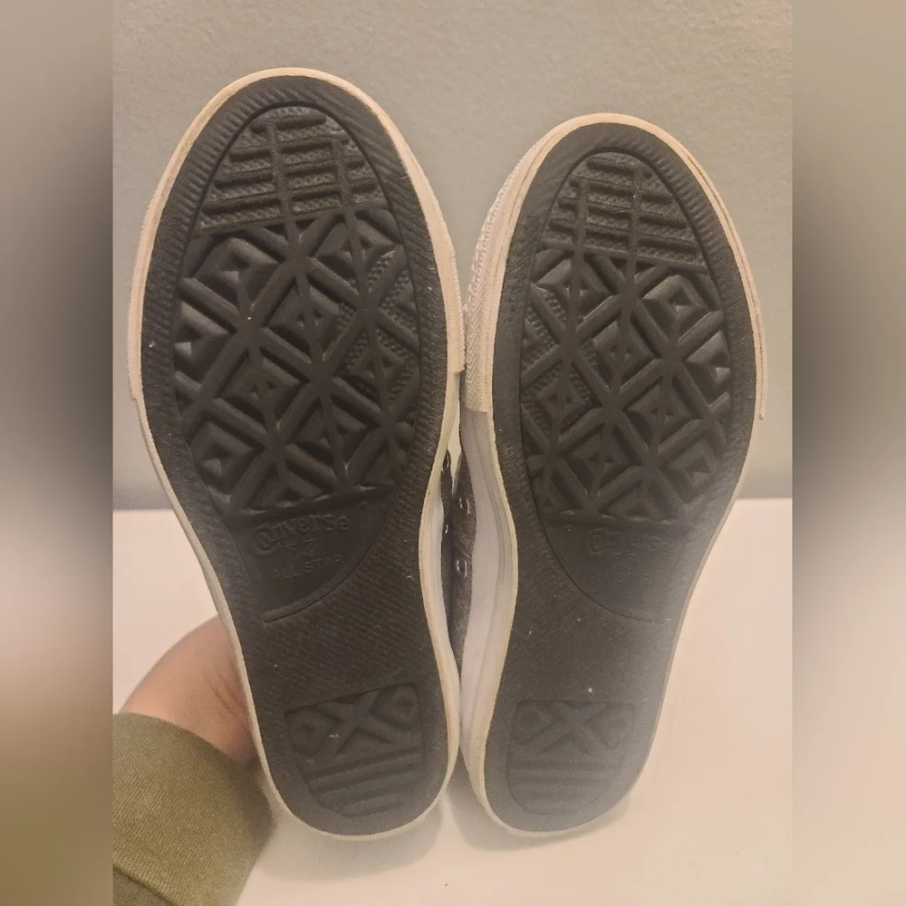 Converse All Star Kids Gray Canvas Slip On Sneakers